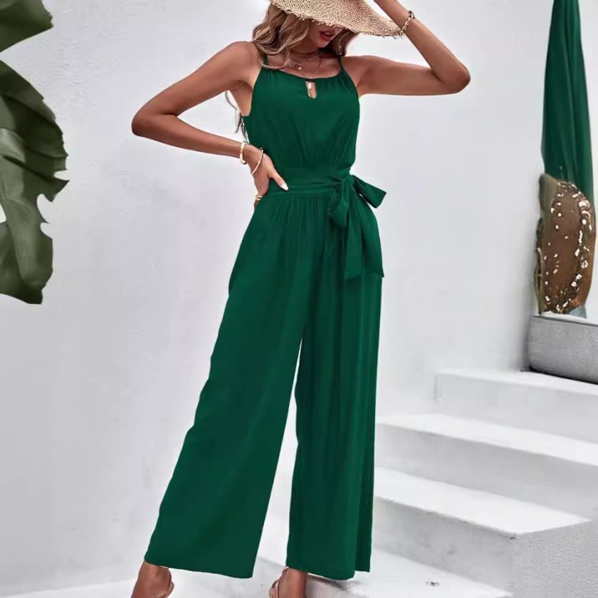 Spaghetti Straps Sleeveless Wide Leg Jumpsuit