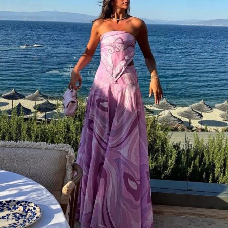 European And American Vacation Style Suit Tube Top Two-piece Long Dress