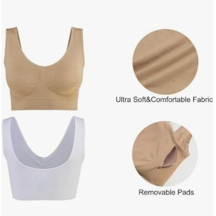 3-Pack Sports Bras For Women, Padded Strappy Racerback Push Up Open Back Medium Support Sports Yoga