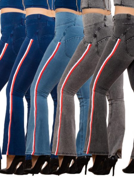 Shascullfites Melody Jeans Push Up Effect Skinny Jeans Sexy Lift Striped Flare Jeans Women's Denim Pants