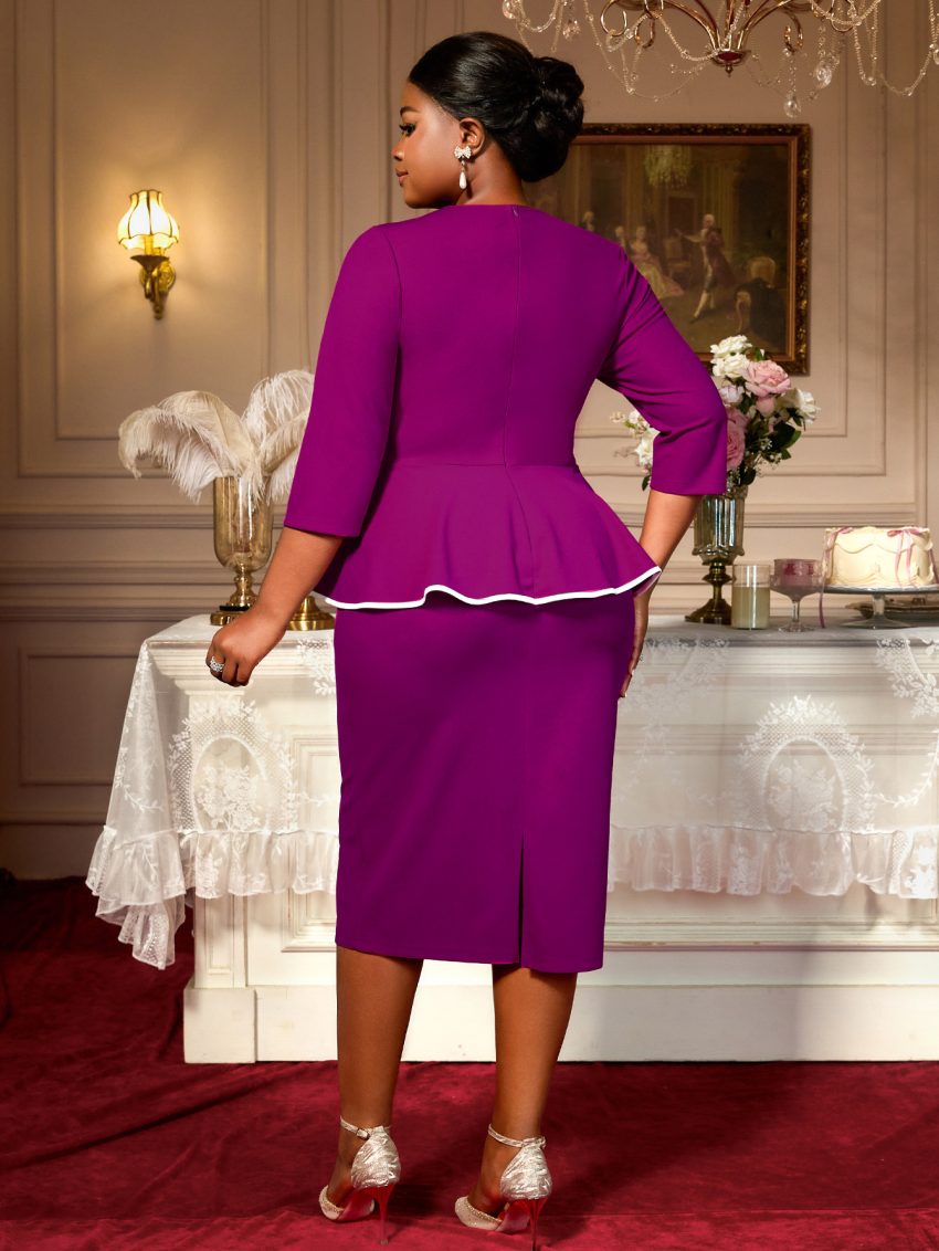 High-grade Plus Size Dress Ruffled Slimming Sheath Skirt
