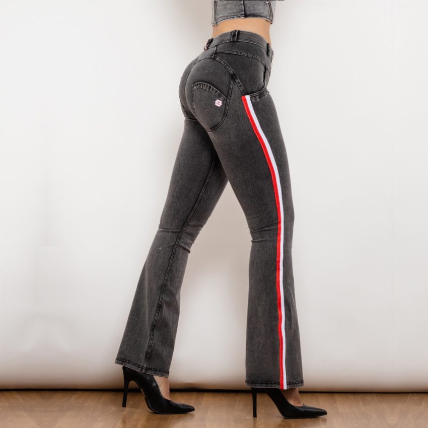 Shascullfites Melody Jeans Push Up Effect Skinny Jeans Sexy Lift Striped Flare Jeans Women's Denim Pants