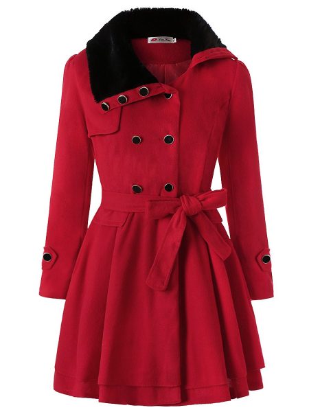 Women's Clothing Slim-fit Mid-length Woolen Coat Double-breasted Padded Coat