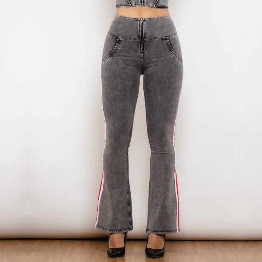 Shascullfites Melody Jeans Push Up Effect Skinny Jeans Sexy Lift Striped Flare Jeans Women's Denim Pants