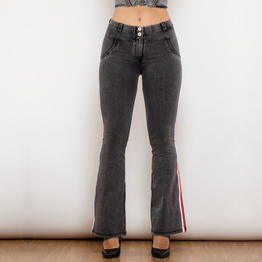 Shascullfites Melody Jeans Push Up Effect Skinny Jeans Sexy Lift Striped Flare Jeans Women's Denim Pants
