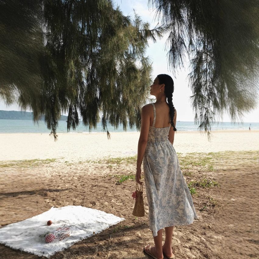 Women's Fashion Personalized Bow Seaside Sling Dress