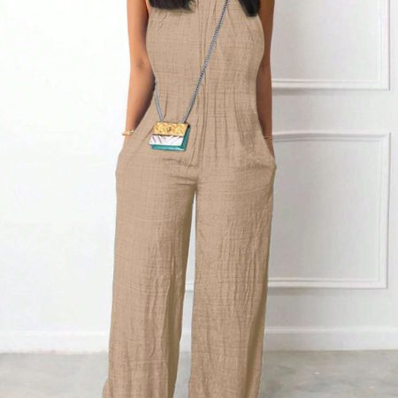 Sleeveless Halter Ruffled Young Women's Jumpsuit