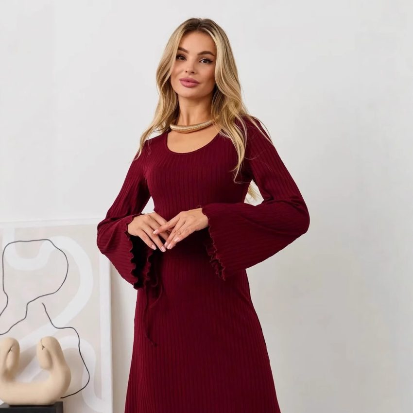 Fashion Statement Lace Up Long Sleeve Dress Women