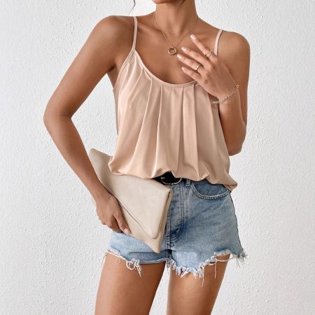 Pleated Camisole All-match Loose Sleeveless Vest Top