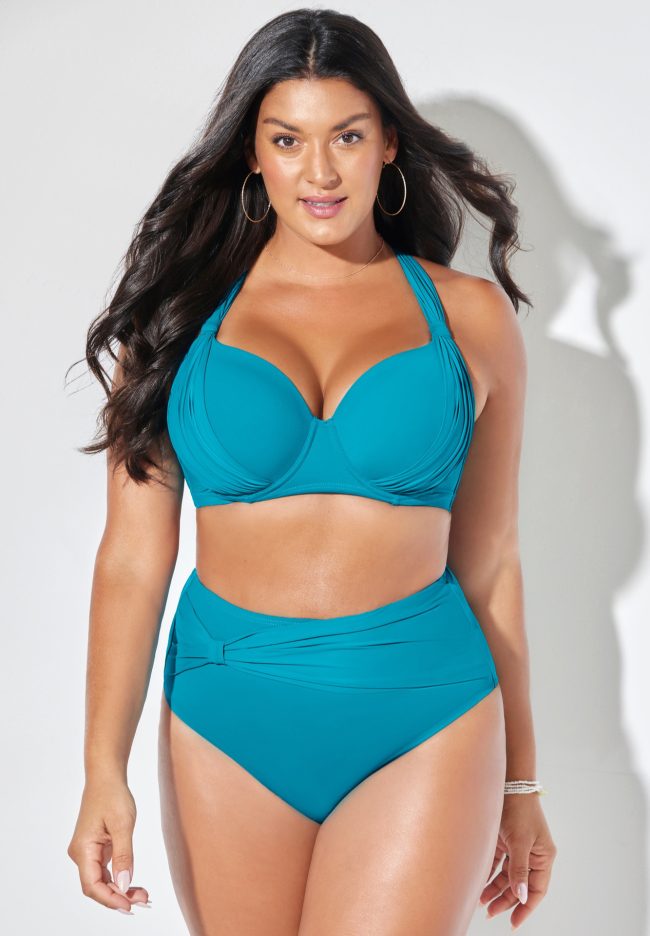 Ladies Split Two-part Swimsuit Solid Color
