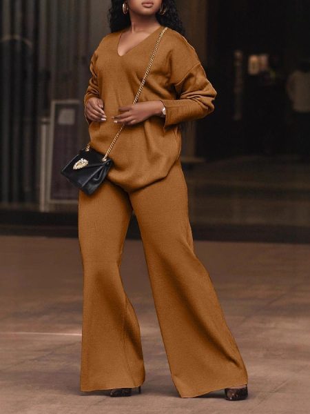 Women's Pure Color Thickened Suede Split Sleeve Two-piece Suit