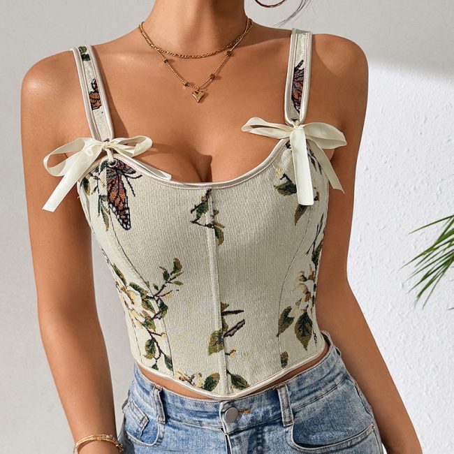 European American And French Style Floral Vintage Vest