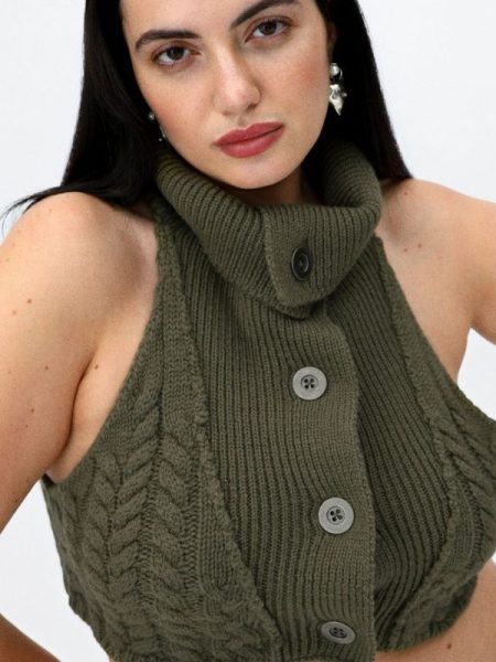 Turtleneck Fashion Sexy Short Sleeveless Vest