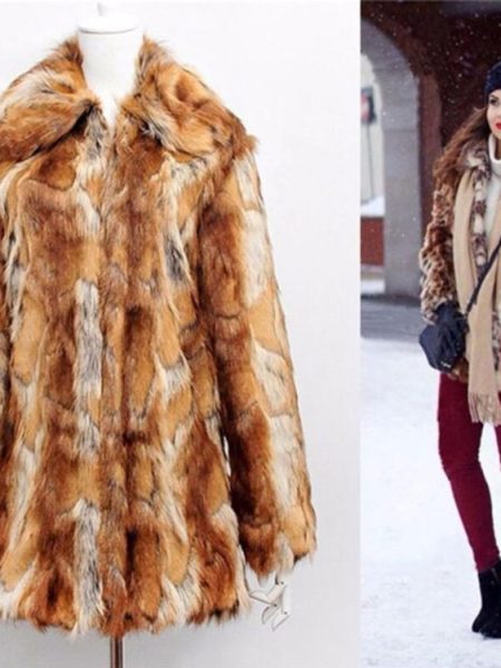 Warm Fashion Fur Tiger Pattern Slim Leather Jacket