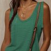 Ladies' Sleeveless Eyelets Embroidered Round Neck Casual Summer Vest Suspender
