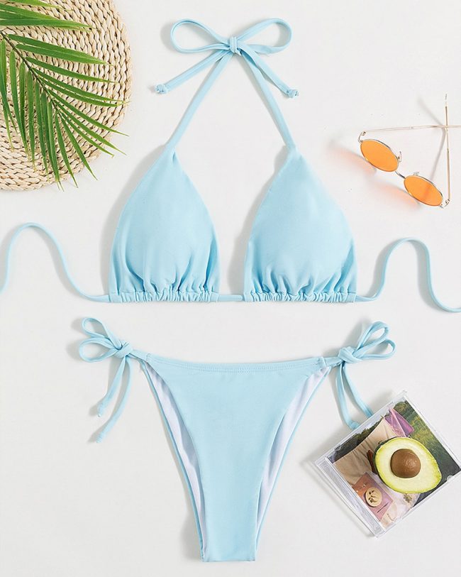 Sexy Hot Girl Halter Bikini Split Swimsuit