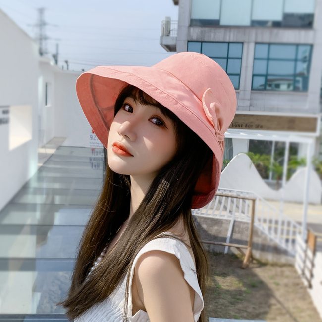 Women's Sunshade Summer Large Brim Bow Basin Hat