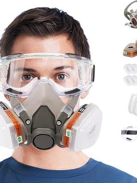 16In1 Respirator Half Face Gas Mask Facepiece Spray Painting Reusable Suit For 6200 With Filter Googles Chemical And Other Work Protection