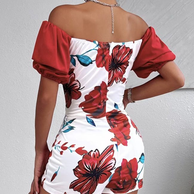 Women's Off-Shoulder Floral Knot Jumpsuit