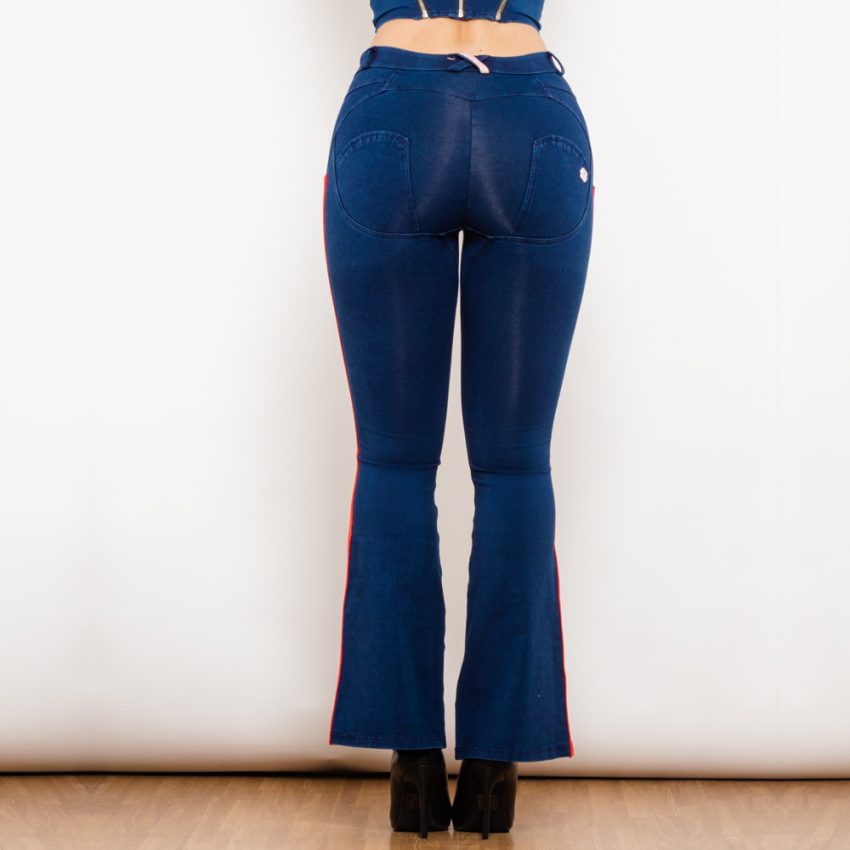 Shascullfites Melody Jeans Push Up Effect Skinny Jeans Sexy Lift Striped Flare Jeans Women's Denim Pants