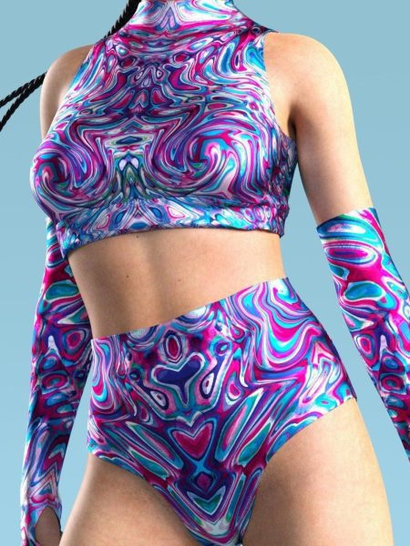 Printed Long Sleeve Swimsuit Bikini High Neck Strap