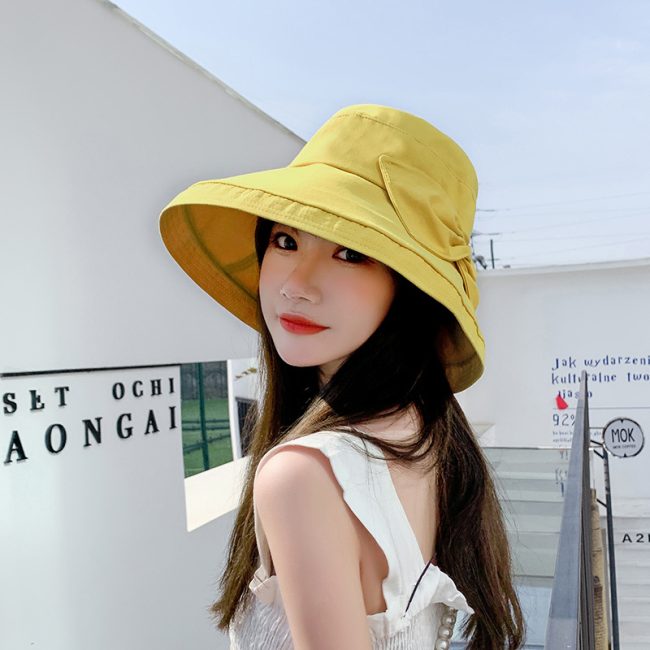 Women's Sunshade Summer Large Brim Bow Basin Hat