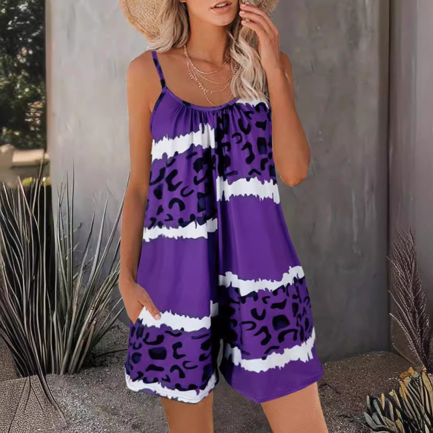 Leopard Print Jumpsuit Women's Clothing