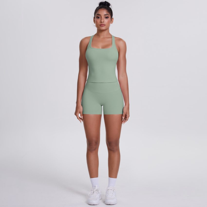 Brushed Outdoor Leisure Running Yoga Clothes Beauty Back Hip Raise Skinny Shorts Suit