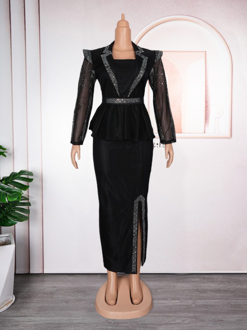 Women's Temperament Commute Business Two-piece Set Hip Skirt Dress