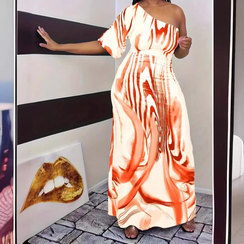 New Women's Fashion Casual Single Sleeve Off Shoulder Dress