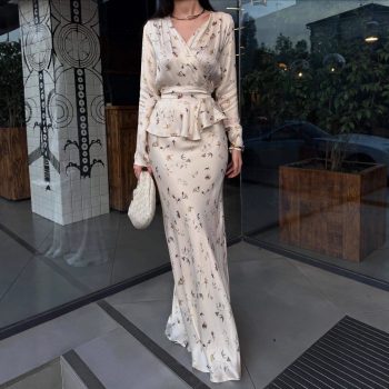 Women's Sexy Soft Long Sleeve V-neck Elegant Dress