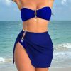 Solid Color Backless Sexy Three-piece Suit Bikini Beach Swimsuit