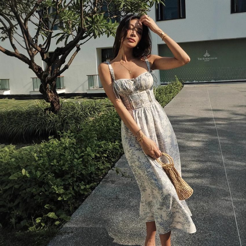 Women's Fashion Personalized Bow Seaside Sling Dress