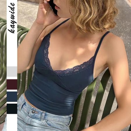 European And American Sexy Hot Girl Style Solid Color Camisole Lace T-shirt Vest
