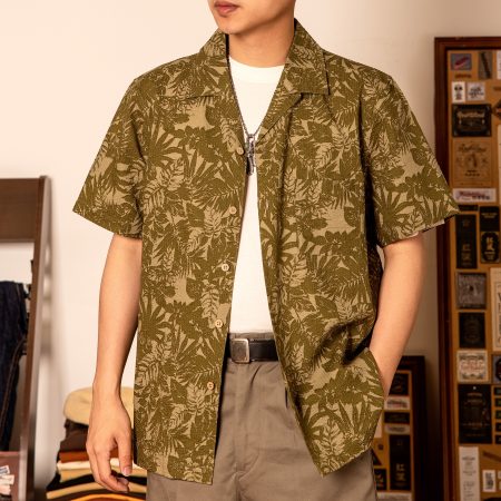 Vintage Printed Seersucker Cuban Collar Shirt