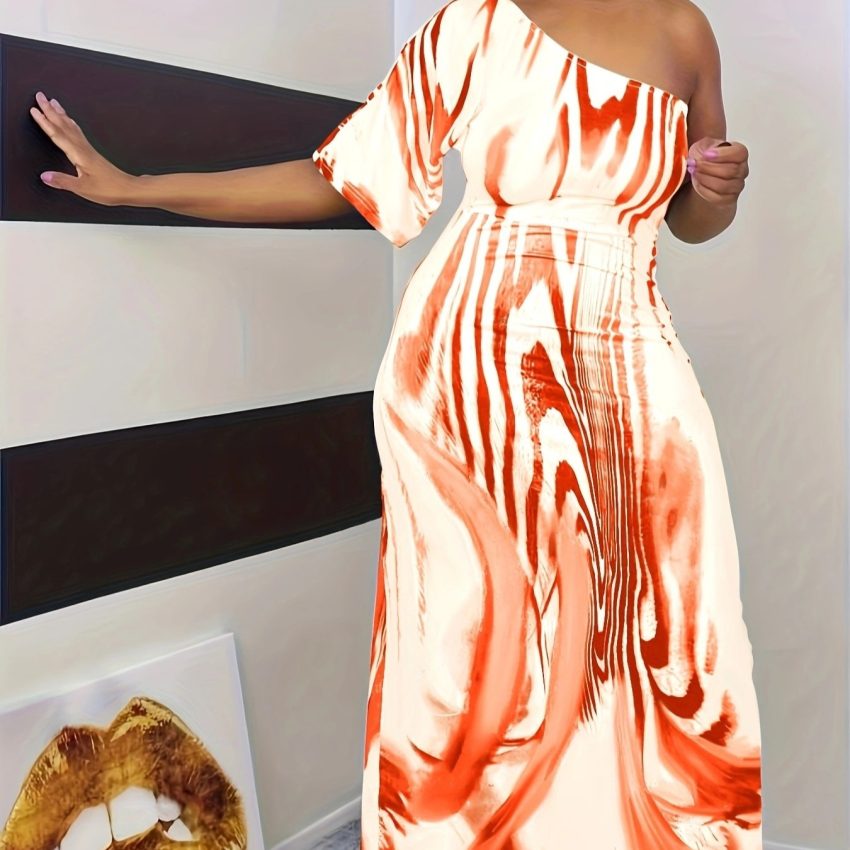New Women's Fashion Casual Single Sleeve Off Shoulder Dress