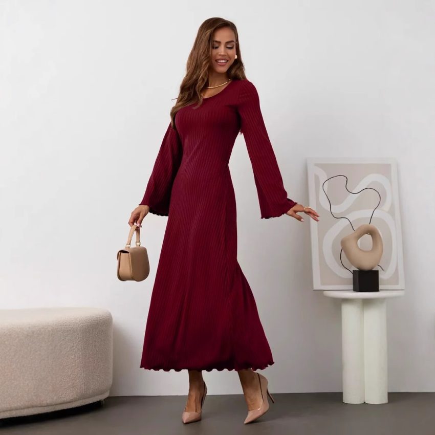 Fashion Statement Lace Up Long Sleeve Dress Women