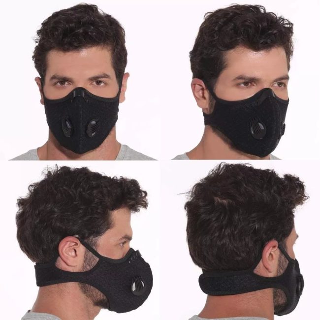 Sport Cycling Face Mask With Active Carbon Filter Breathing Valves Washable