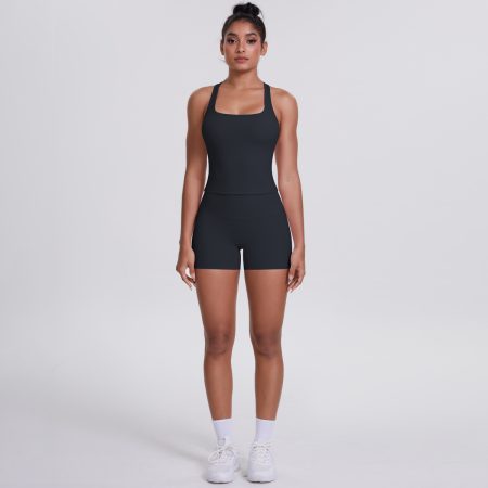 Brushed Outdoor Leisure Running Yoga Clothes Beauty Back Hip Raise Skinny Shorts Suit