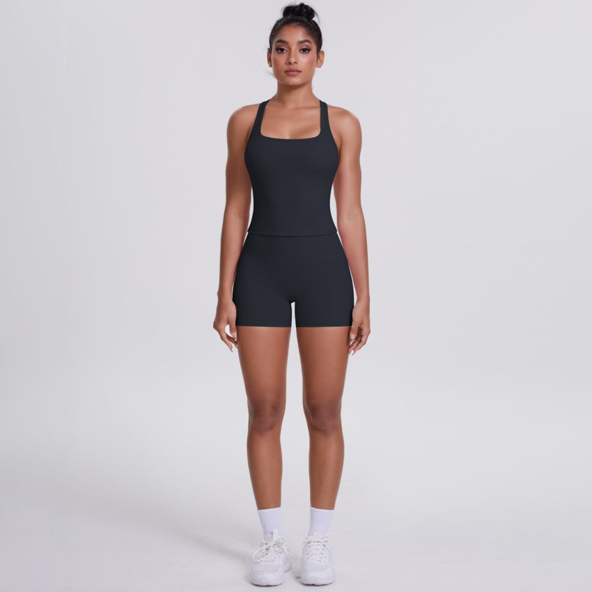 Brushed Outdoor Leisure Running Yoga Clothes Beauty Back Hip Raise Skinny Shorts Suit