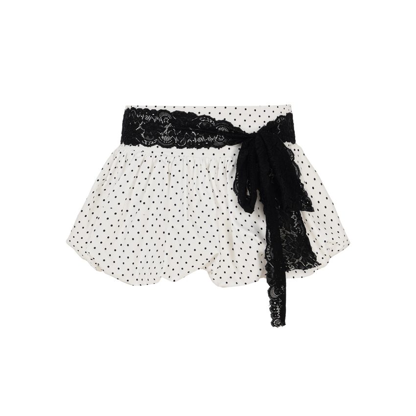 Women's Clothing Polka Dot Lace Series Hot Girls All-match A- Line Skirt