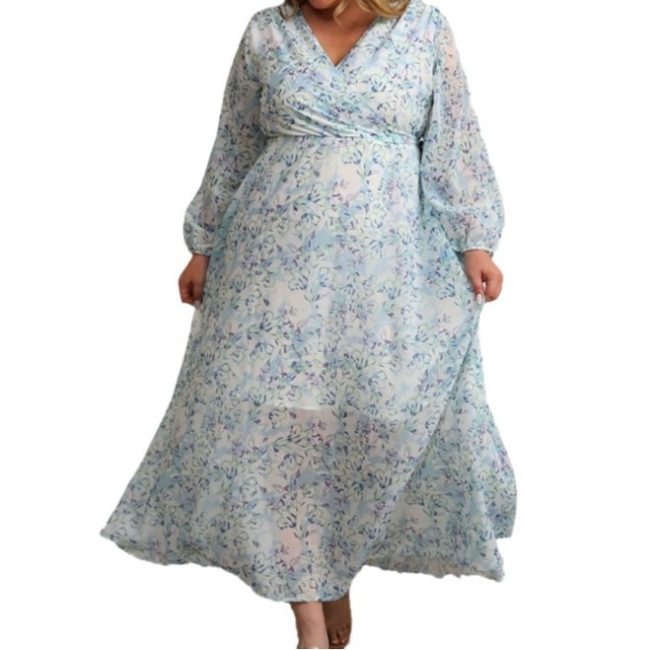Wrap Long Floral Dress Women's Colorful