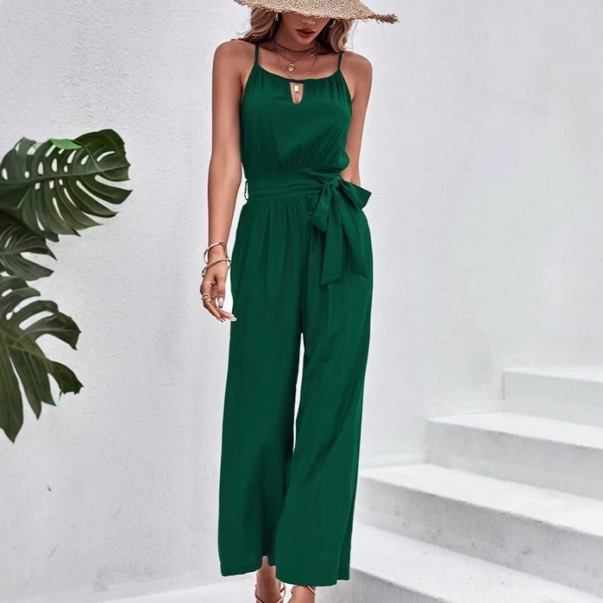 Spaghetti Straps Sleeveless Wide Leg Jumpsuit
