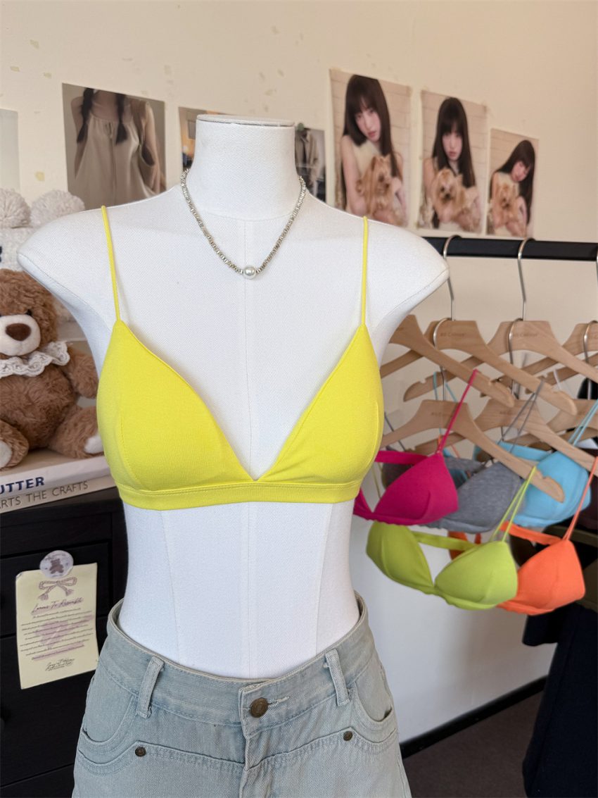 Pure Sexy Solid Color Triangle Cup Women's Bra