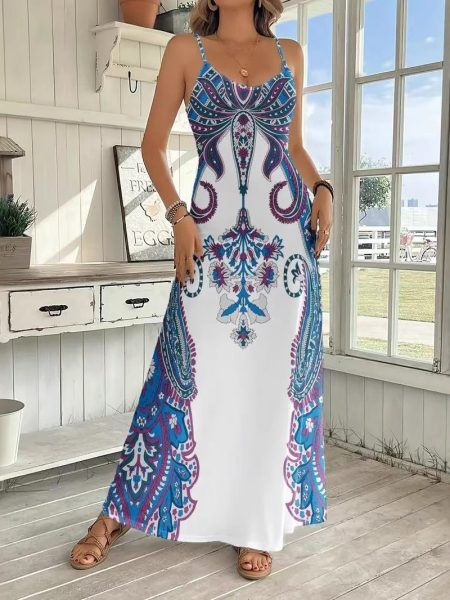 Dress V-neck Sleeveless Jumpsuit Print