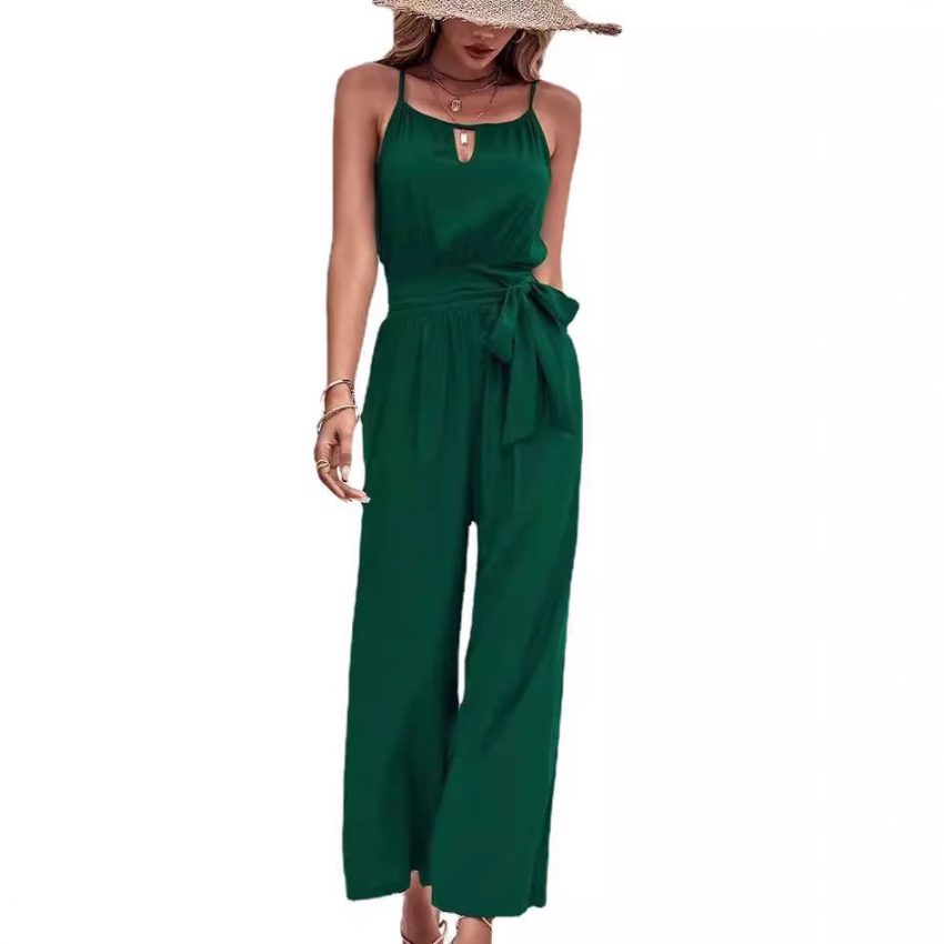 Spaghetti Straps Sleeveless Wide Leg Jumpsuit