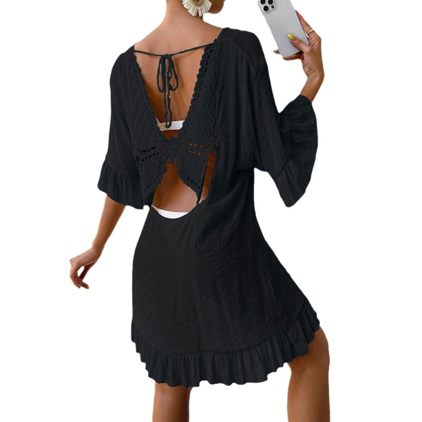 Beach Cover-up Skirt Sun-proof Skirt Back Butterfly