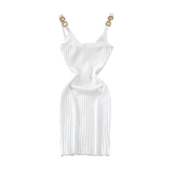 Metal Decorative Sling Woolen Skirt Slimming Hip Knitwear Dress