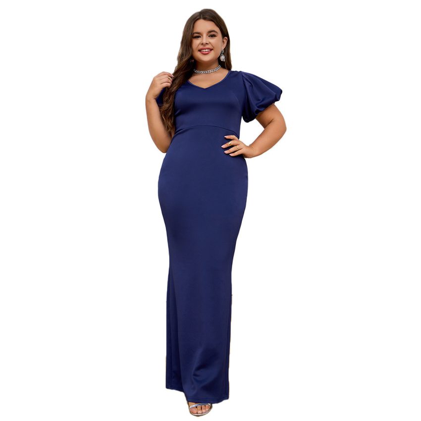 Women's V-neck Backless Sexy Puff Sleeve Dress