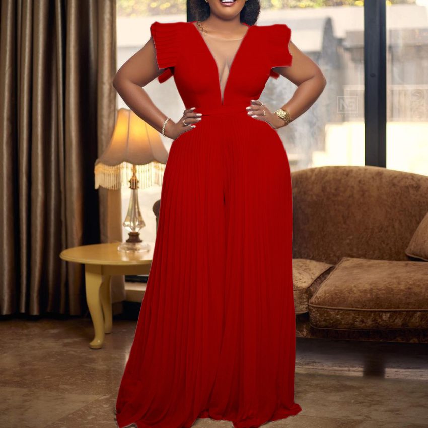 Solid Color High Waist Wide Leg Jumpsuit